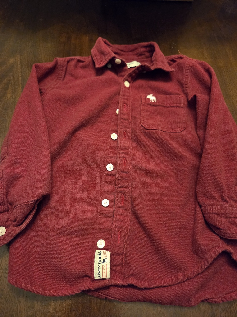 abercrombie kids maroon long-sleeve button-down shirt